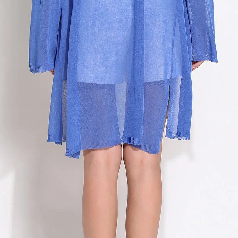 2019 spring new sun protection clothing ice silk loose large size long knit cardigan thin long-sleeved |