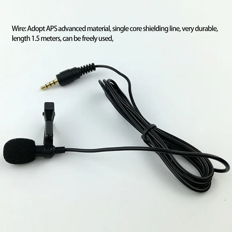 3.5mm Jack Mini Collar Clip type microphones 1.5m Cable Conference Speaking Record Microfono Mic for IOS android Phones | Электроника