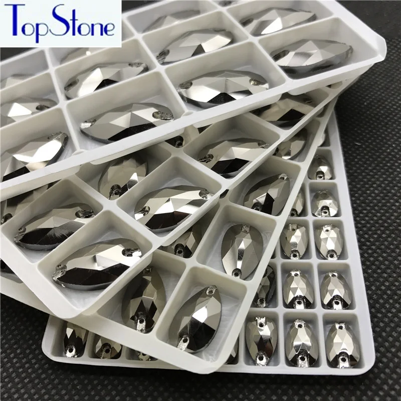 TopStone Teardrop пришитое на страз стекло кристалл струя гематит цвет 2 отверстия