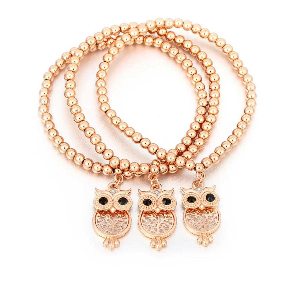 rose gold Цвета: золотистый, серебристый Цвет сова очарование Браслеты Femme Этнические Ручной работы из бисера Браслеты 3 шт./компл. турецкий Для женщин, ювелирное изделие, подарок Регулируемый Размеры - Окраска металла: rose gold