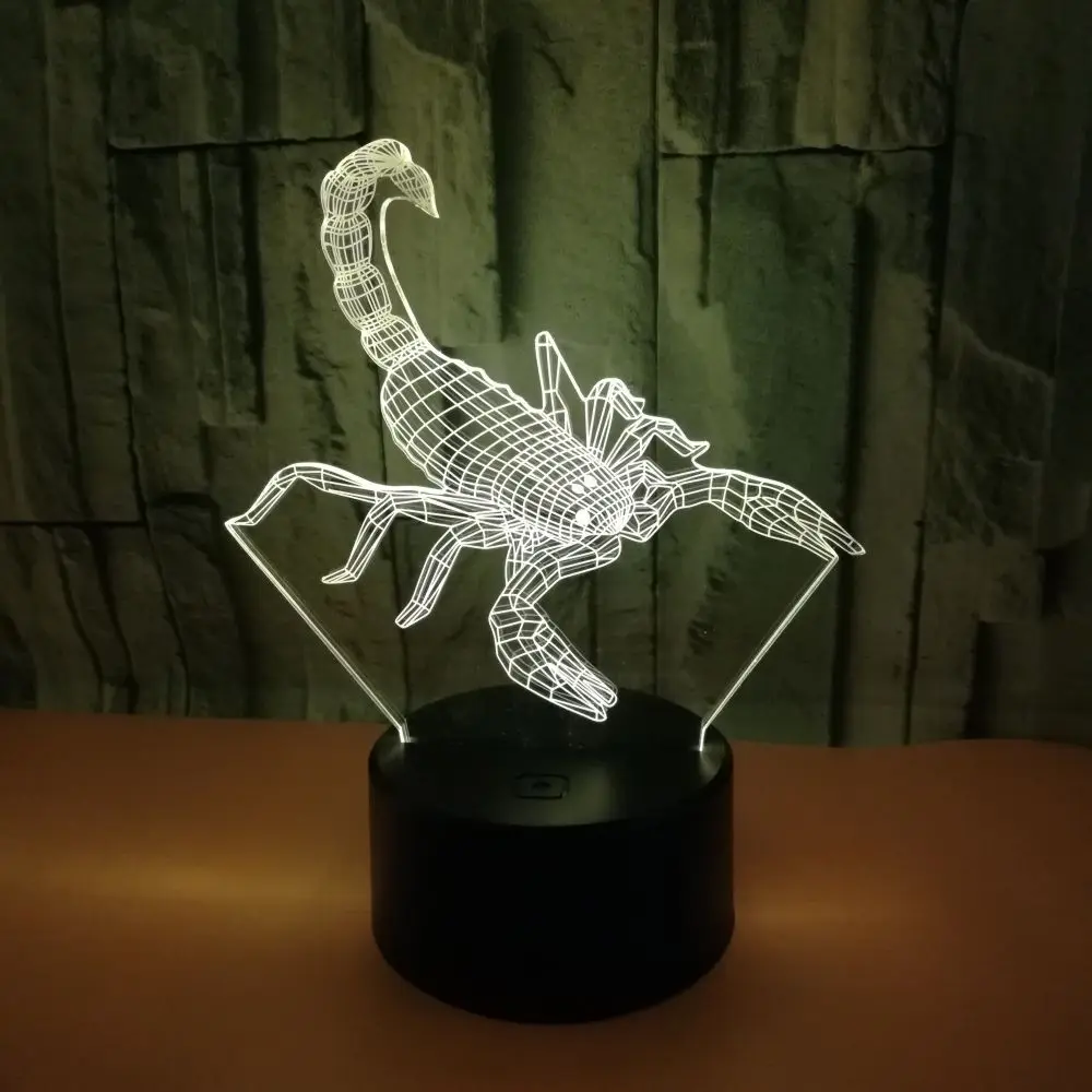 Симпатичные настольные лампы КИТ ночник детские животные Хамелеон Luminaria 3D лампа