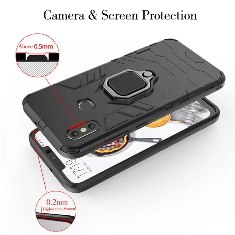 Authentic Phone Case for Xiaomi Mi 8 Se Max 3 A1 5x A2 Lite 6x Redmi Note 5 6 Pro 4x Armor Magnetic Car Holder Ring Stand Cover |