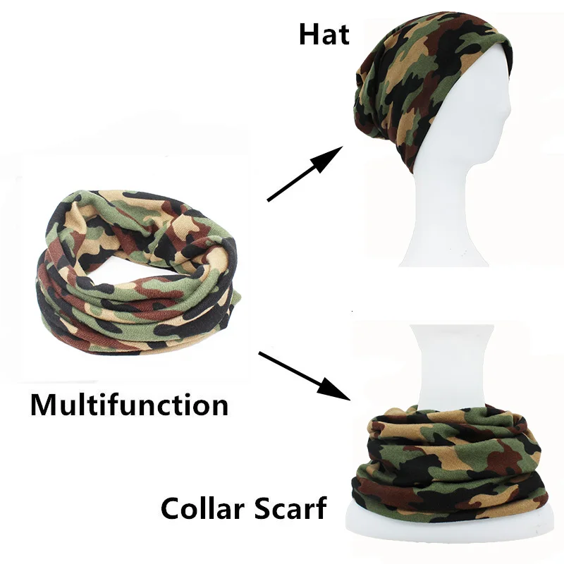LOVINGSHA осень зима тонкий многофункциональный для женщин Skullies шапочки Камуфляжный дизайн шапки для мужчин Мода Feminino шарф HT110