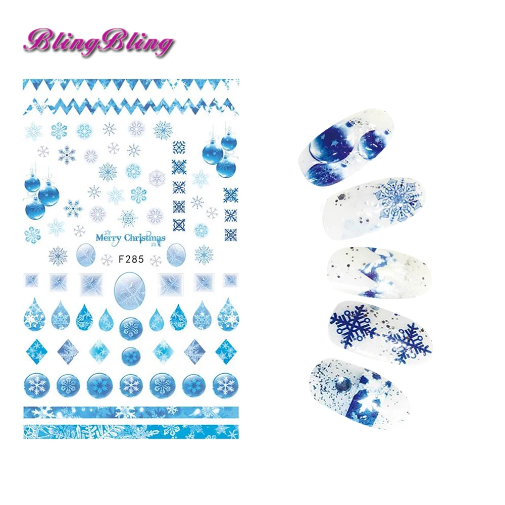 BlingBling 1 шт. Новый Nail Стикеры Снежинки ногтей Рождество наклейки год Дизайн