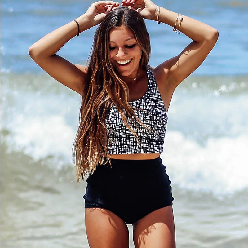 Высокая талия купальный костюм для Для женщин 2019 плюс Размеры купальники танкини