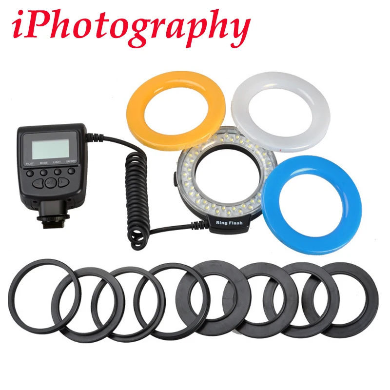 Светодиодная Кольцевая вспышка для Canon Nikon Pentax Olympus Panasonic DSLR 48 шт.|flash light for canon|led ring