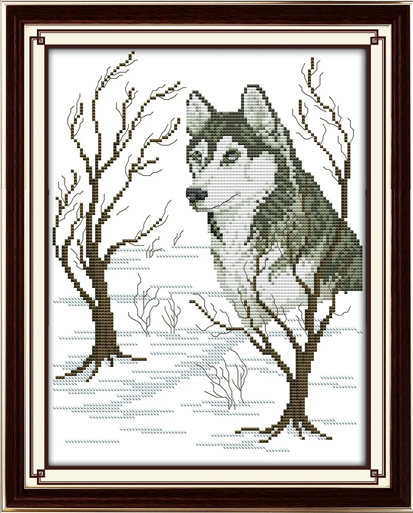 Набор для вышивки крестиком Sled dog 18 карат 14 карат|cross stitch set|dmc 14ctcounted cross kits |