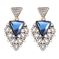 miara l triangle ear nail blue crystal eardrop alloy earrings hot sale tong jewelry for wholesale
