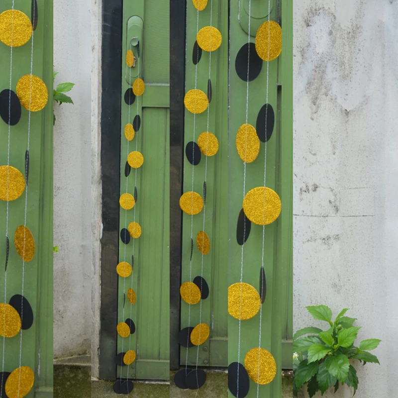 Гирлянда круглая из черной и золотой бумаги 1 комплект 2 м|decorative decorative|decoration