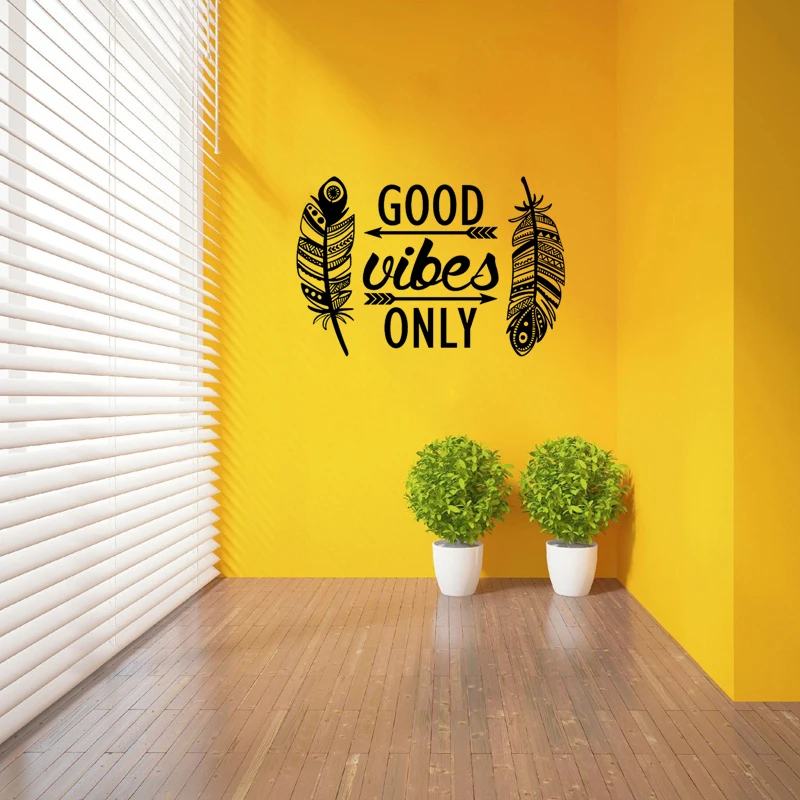 Креативные Виниловые стикеры в виде крыльев с надписью Good Vibes Only художественная