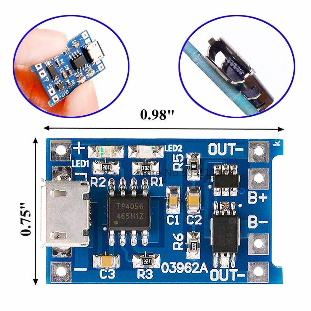 5 шт. зарядная плата Micro USB В 1A 18650 TP4056 с двойной функцией защиты для Arduino|Детали