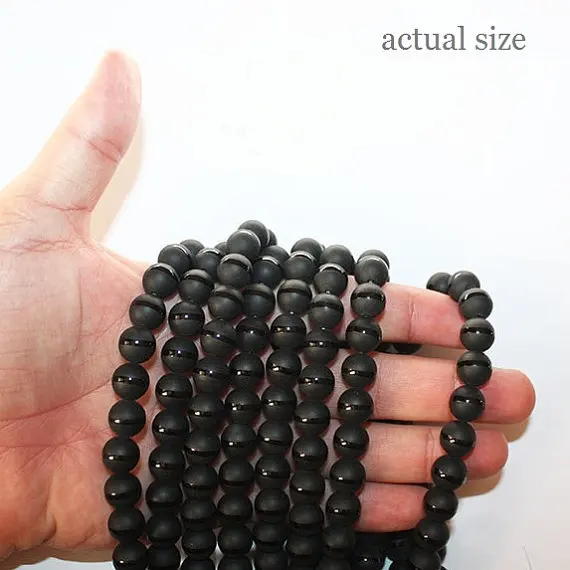 Тибетские бусины из черного оникса-круглые 10 мм драгоценных камней-полная прядь