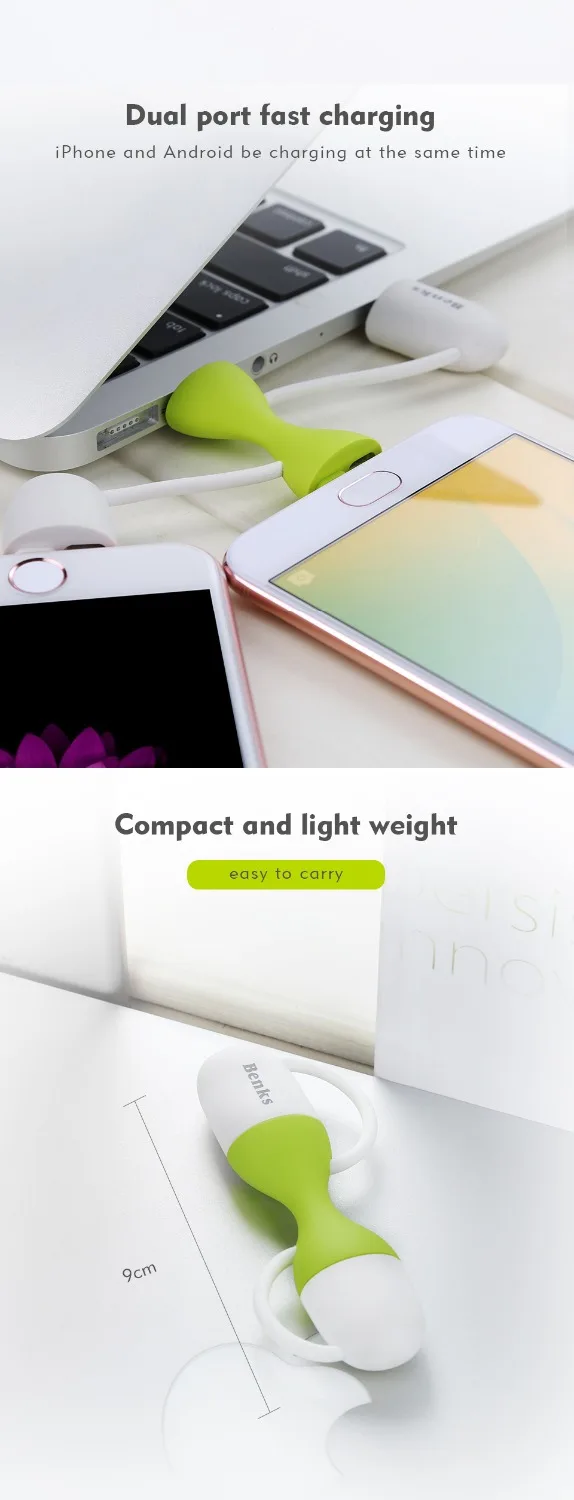 Benks 2 в 1 8 Pin Micro USB кабель для зарядки и передачи данных iPhone Xs Max X 7 Быстрая зарядка