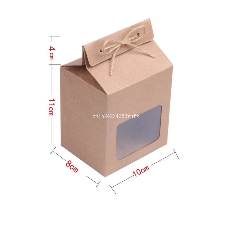 300pcs Kraft Paper Party Wedding Gift Bags Cake Chocolates Candy Packing BoxesStand Up Food Clear PVC Window Seal Boxes | Дом и сад