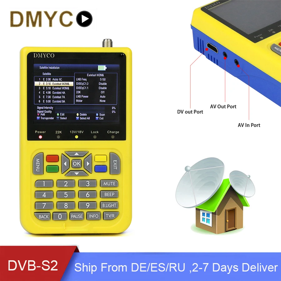 Оригинальный dmyco спутниковый искатель HD DVB-S2 FTA CKU Band 1080 P цифровой Finder метр LNB ТВ
