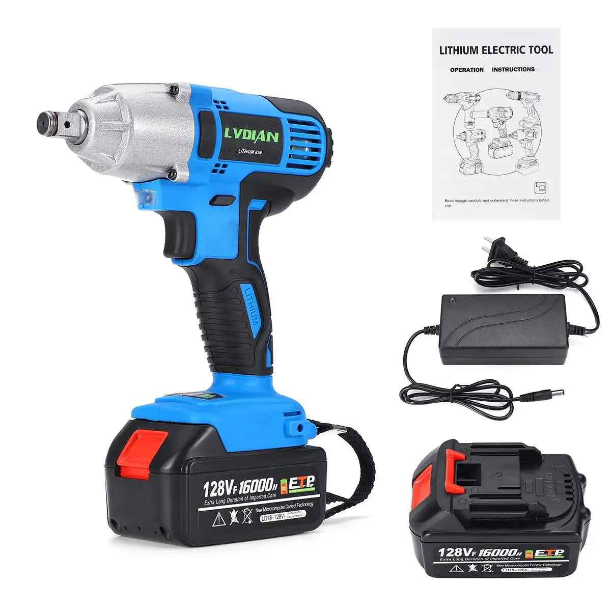 16000mah Rechargeable Cordless Electric Impact Brushless Wrench Kit Hand Drill 18.5x19cm Waterproof Power Tools LED lights