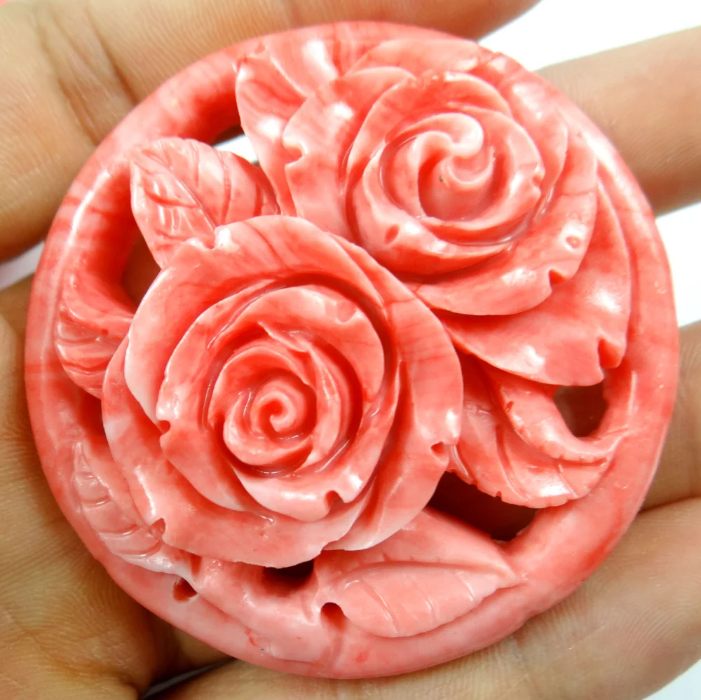 57*14MM Free shipping Chinese Organic Orange Cinnabar hand-carve of flower Pendant necklace jewellery making | Украшения и