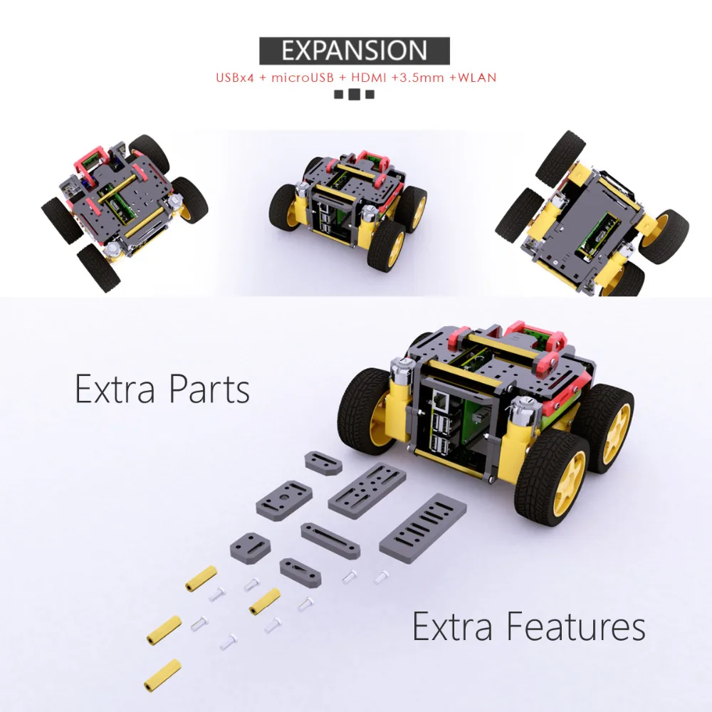 Adeept AWR 4WD WiFi умный робот автомобильный комплект для Raspberry Pi 3 Model B +/B/2B DIY роботов