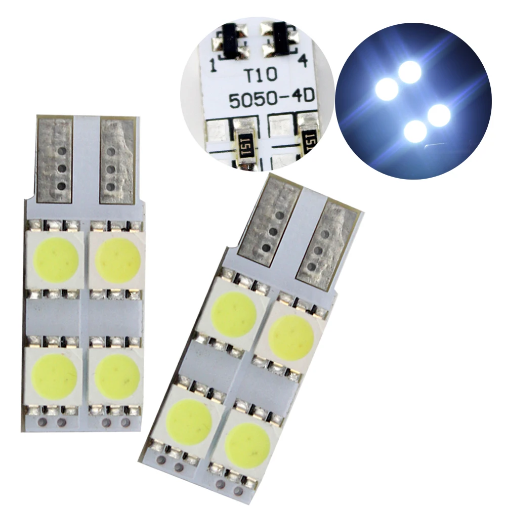 500 шт./лот T10 5050 4 SMD LED Canbus без ошибок неполярность чтения купольные лампы авто