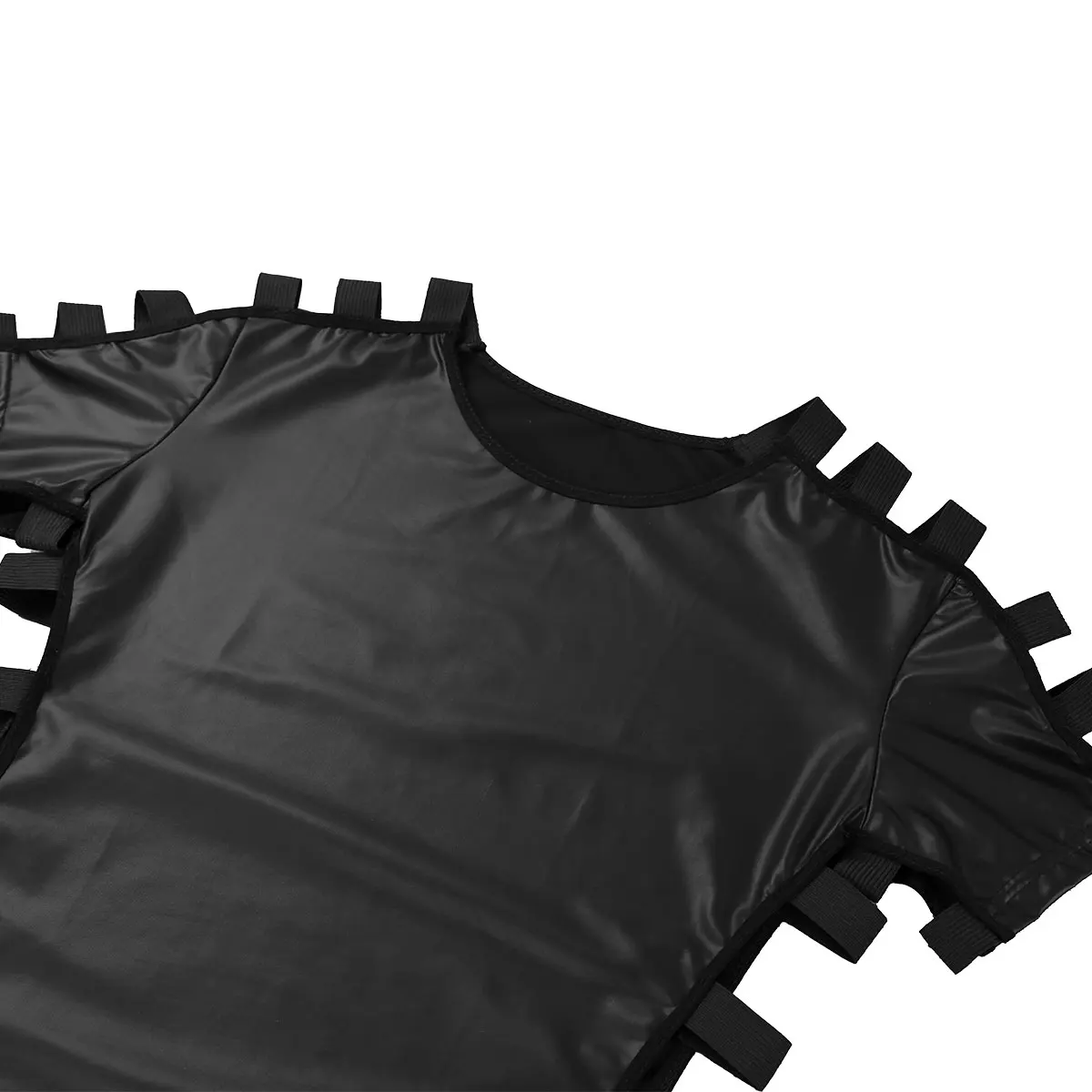 Модная мужская черная футболка TiaoBug из искусственной кожи с вырезами и