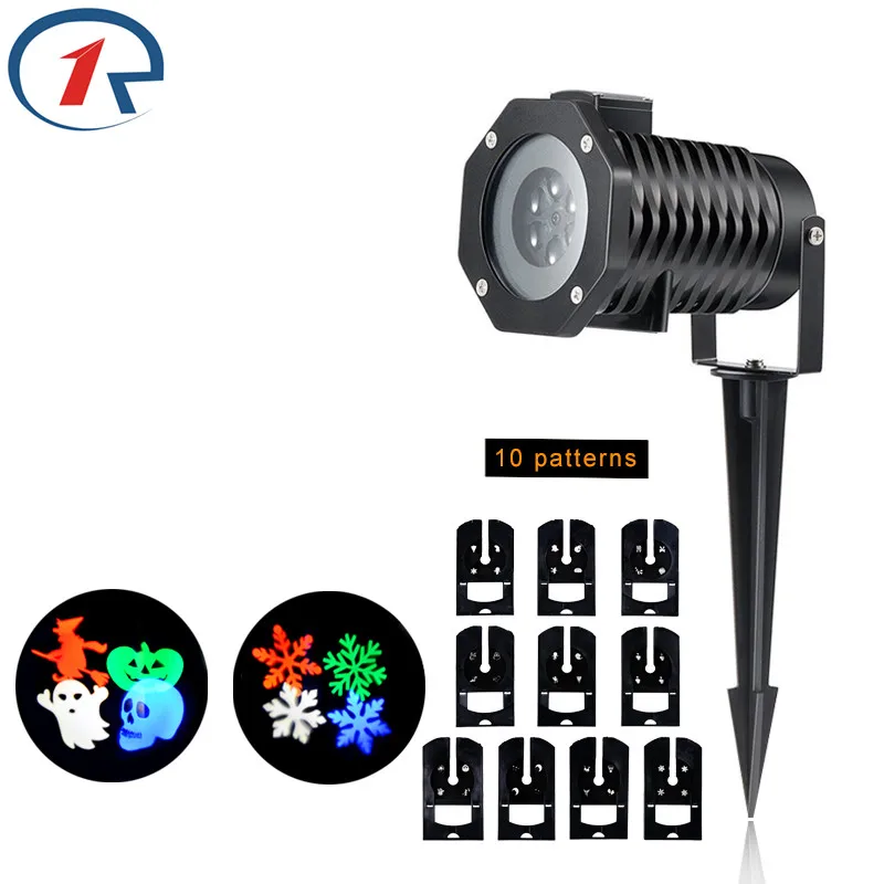 ZjRight LED проекционный свет 10 узор RGBW наружное водонепроницаемое снежное освещение