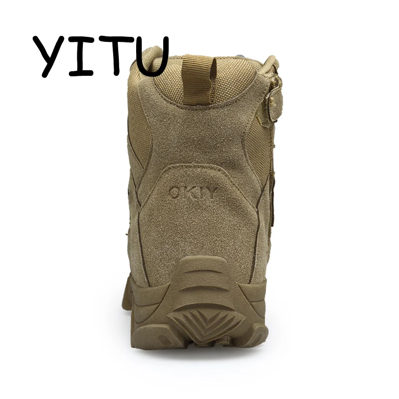 YITU Men's Suede Outdoor Hiking Boots Lace-Up Breathable Army Desert Combat Military Trekking Shoes Sneakers | Спорт и