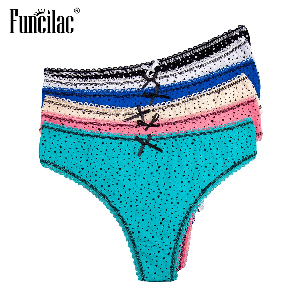 FUNCILAC Нижнее белье женские маленькие звезды g стринги в горошек хлопок