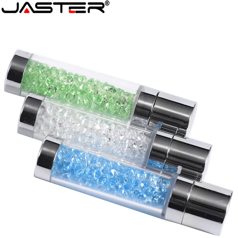 

JASTER Fashion hot 3-color crystal Small round column real capacity creative USB 2.0 4GB 8GB 16GB 32GB 64GB USB flash drive