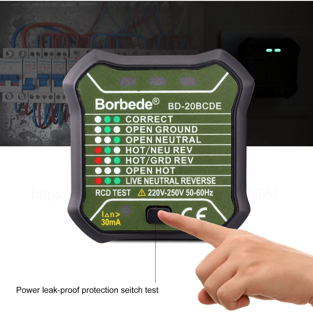 Тест на розетку Borbede er GFCI тест на розетку er автоматический детектор полярности электрической цепи питания тест на утечку розетки