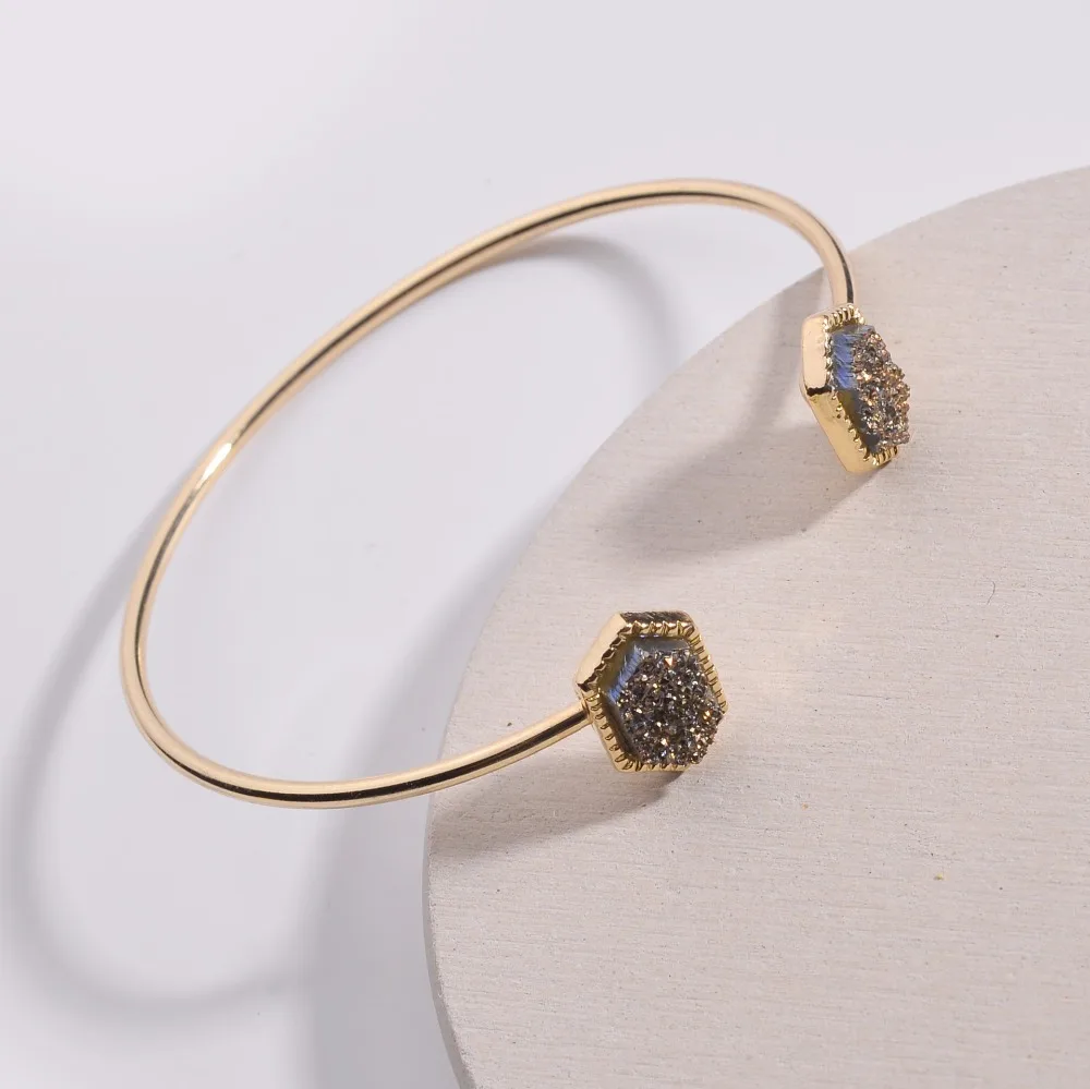 HUIDANG 5 colors Pointing Druzy Resin Quartz Stone Bangles for Women | Украшения и аксессуары