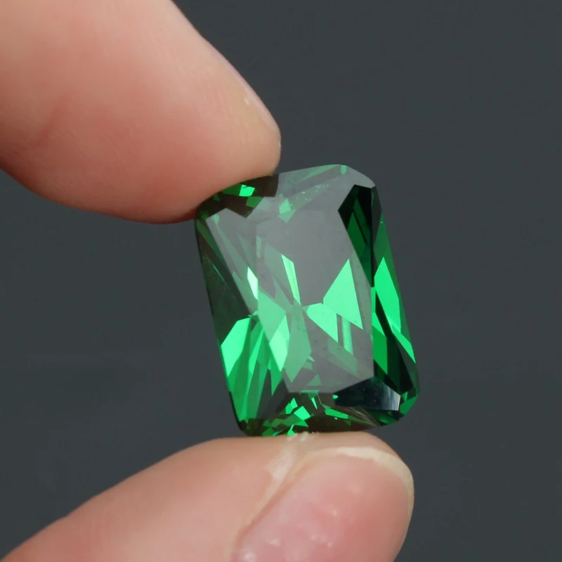 KiWarm Новинка 9.08CT ненагреваемый ослепительный искусственный зеленый сапфир 10X14 мм Алмазный изумруд россыпью драгоценный камень DIY ювелирные изделия кулон ремесла