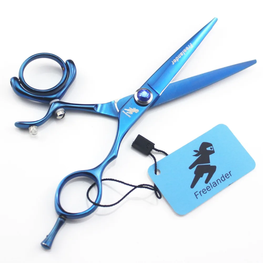 

Freelander blue plating 6.0 inch 5.5 inch flying shears flat shear 360 degrees rotating handle professional hairdressing scissor