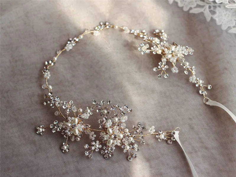 Модные золотистые и Серебристые Стразы лоза для волос свадебная повязка на