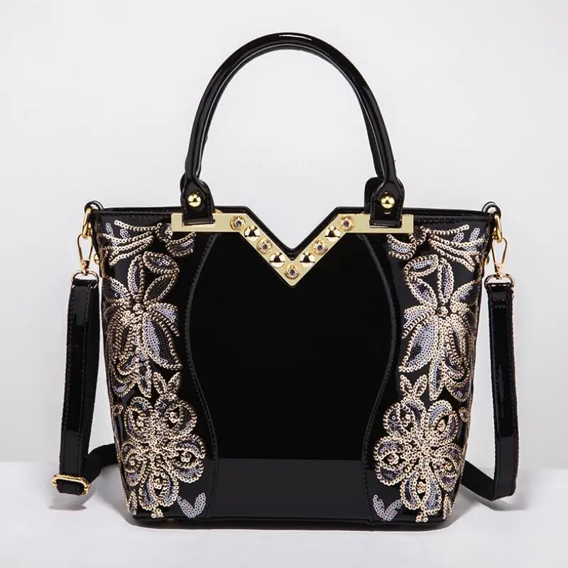 fashion Female Evening Party Brand Designer Handbag Large Capacity Women Sequined Crossbody Tote embroidery Leather Shoulder Bag | Багаж и