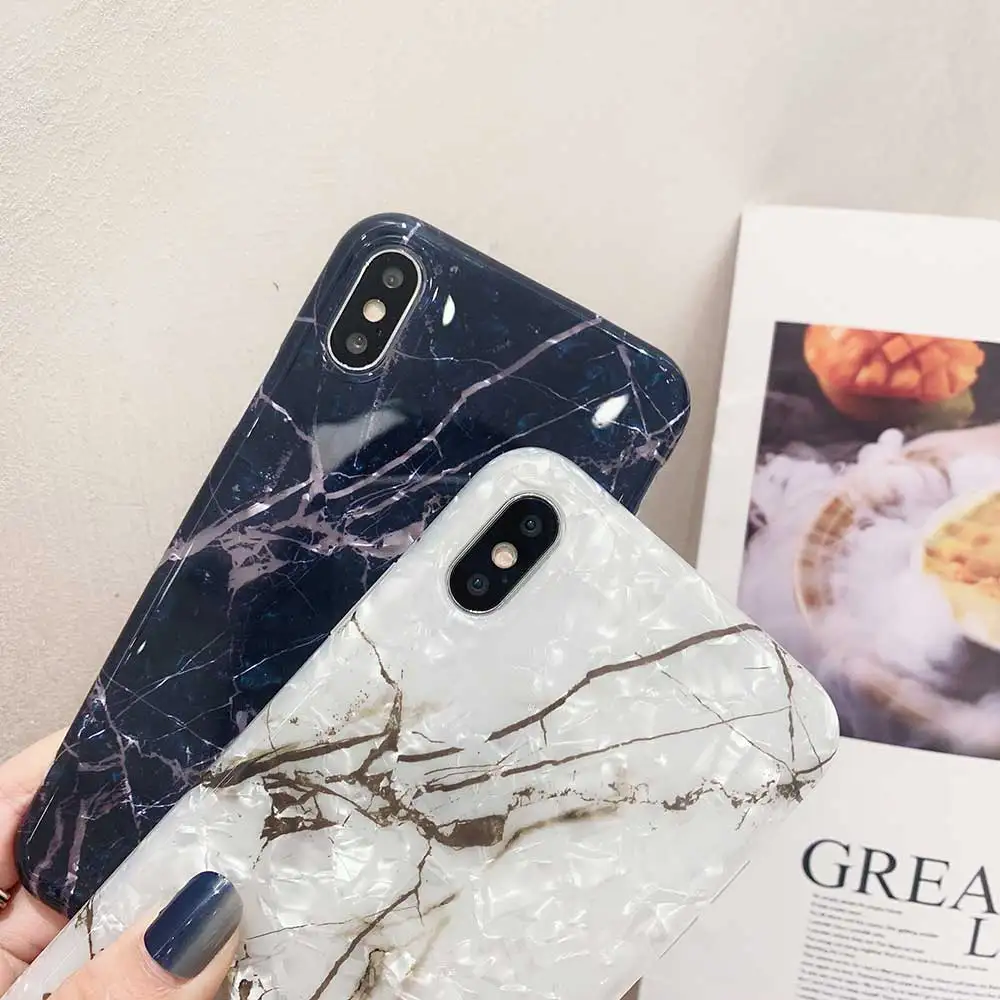 Boucho Phone Case For iphone XS MAX XR X Fashion Conch Shell Colorful Marble Cover 8 7 6 6S Plus 8plus Soft Cases |