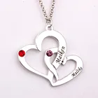 Гравировкой два сердца Цепочки и ожерелья с камнями Новое поступление Длинные ожерелья из камня по дате рождения Цепочки и ожерелья s индивидуальный заказ с возможностью выбора любого имени YP2486