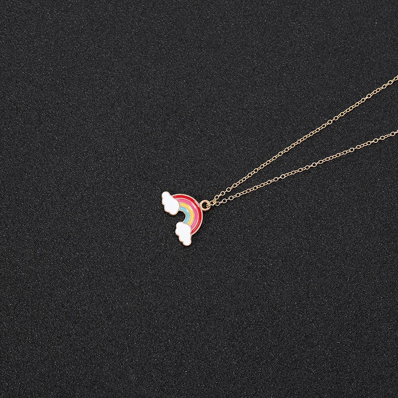 Small Cartoon Enamel Ice Cream Popsicle Necklace Colorful Rainbow Bridge Cloud Red Color Lip Chain Necklaces Women | Украшения и