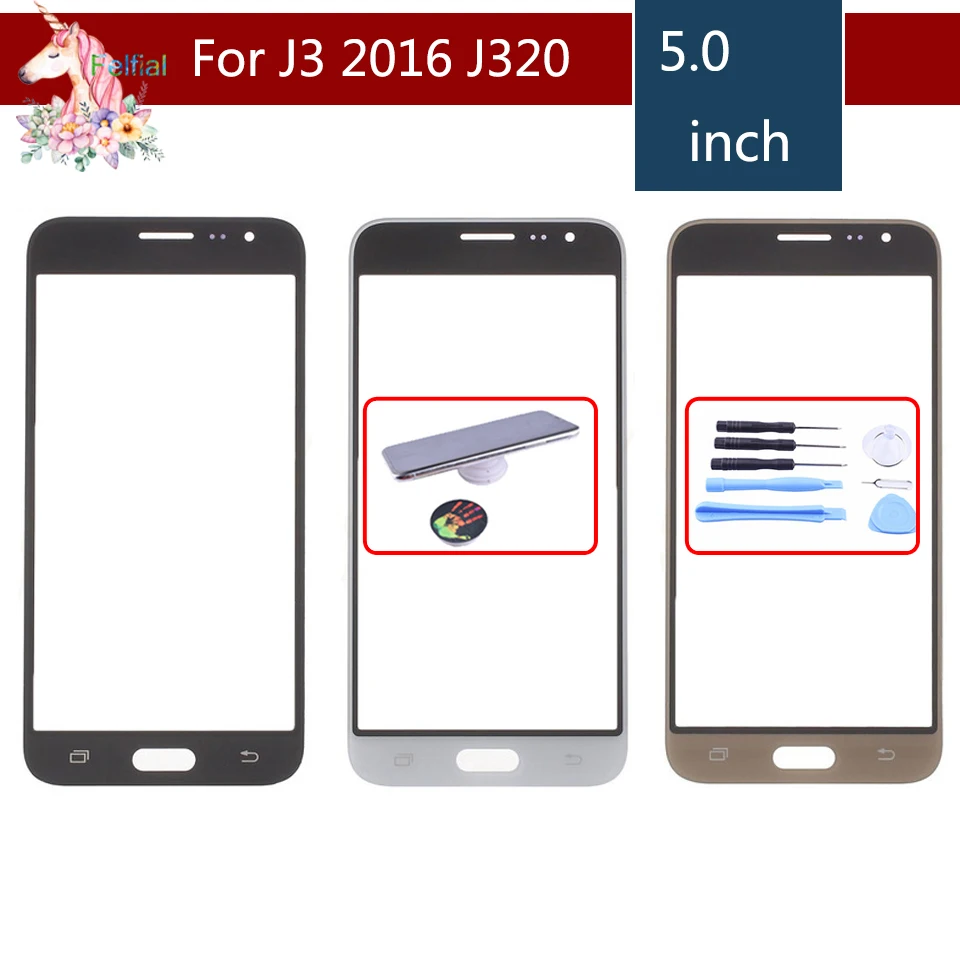 10 шт./лот для Samsung Galaxy J3 2016 J320 J320F J320M J320Y J320FN передняя внешняя стеклянная линза