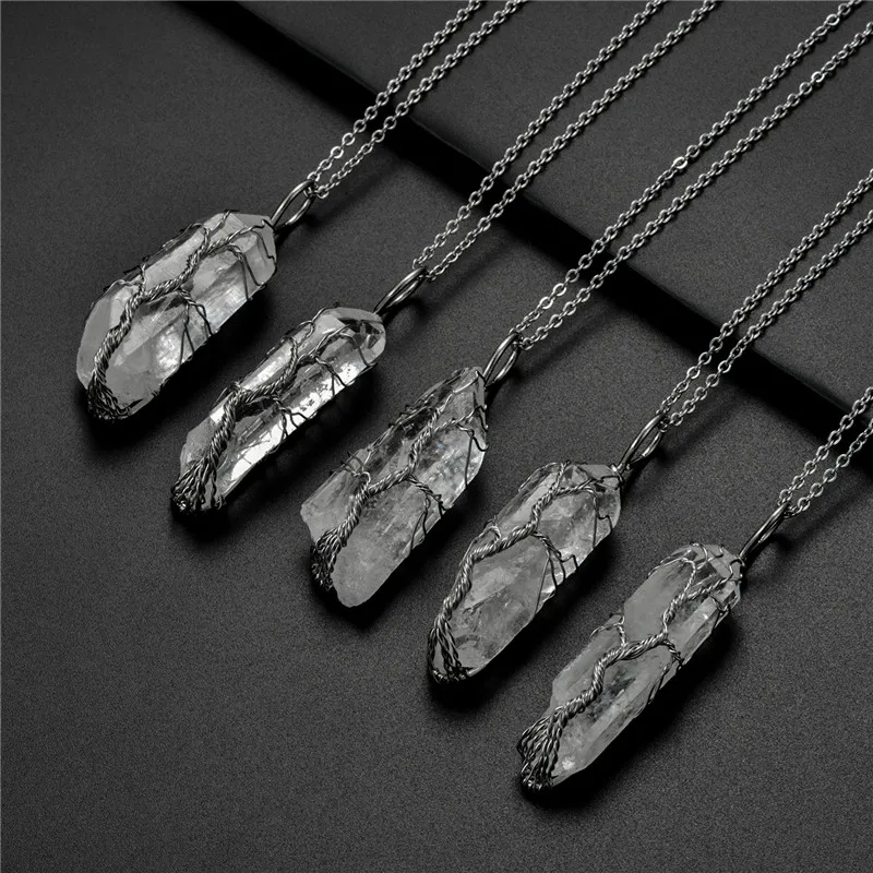 Винтажное Древо жизни колье с подвеской из кварца для женщин ручная работа