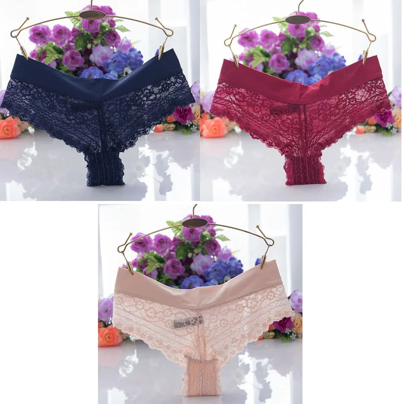 blue red skin TEXIWAS, 3 шт./лот, сексуальные женские кружевные трусики-стринги, хлопковые Crtoch трусы, нижнее белье, женские прозрачные дышащие стринги, нижнее белье - Цвет: blue red skin