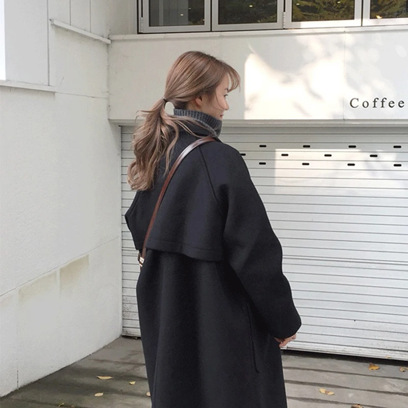 Длинное шерстяное пальто женское свободное куртка для женщин Осень-зима manteau femme