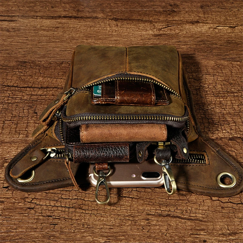 Забавная поясная сумка для мужчин из натуральной кожи клатч на бедро езды