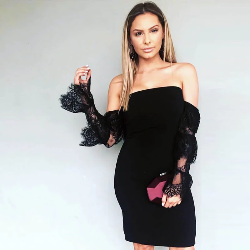 Женское облегающее платье с открытыми плечами INDRESSME Клубные вечерние мини-платья