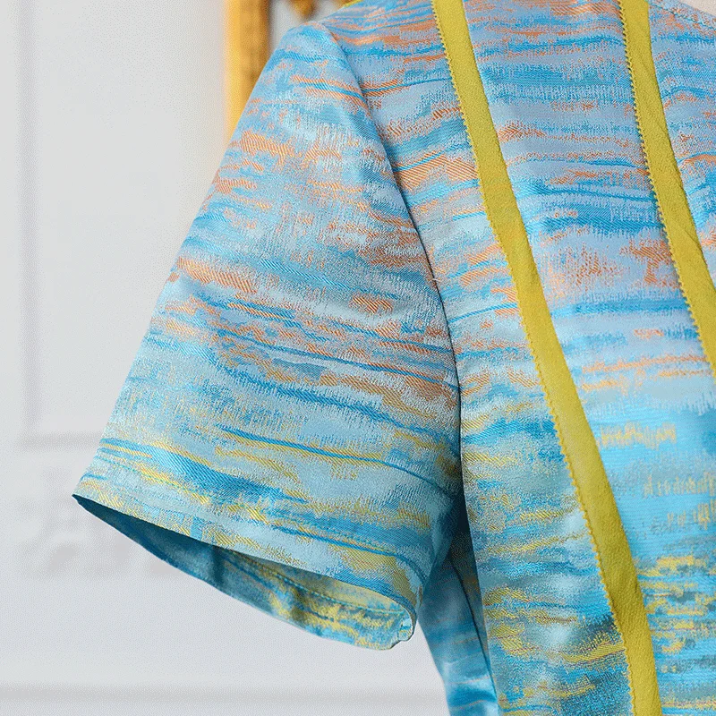 Женские шелковые платья VOA облегающие средней длины в полоску с принтом