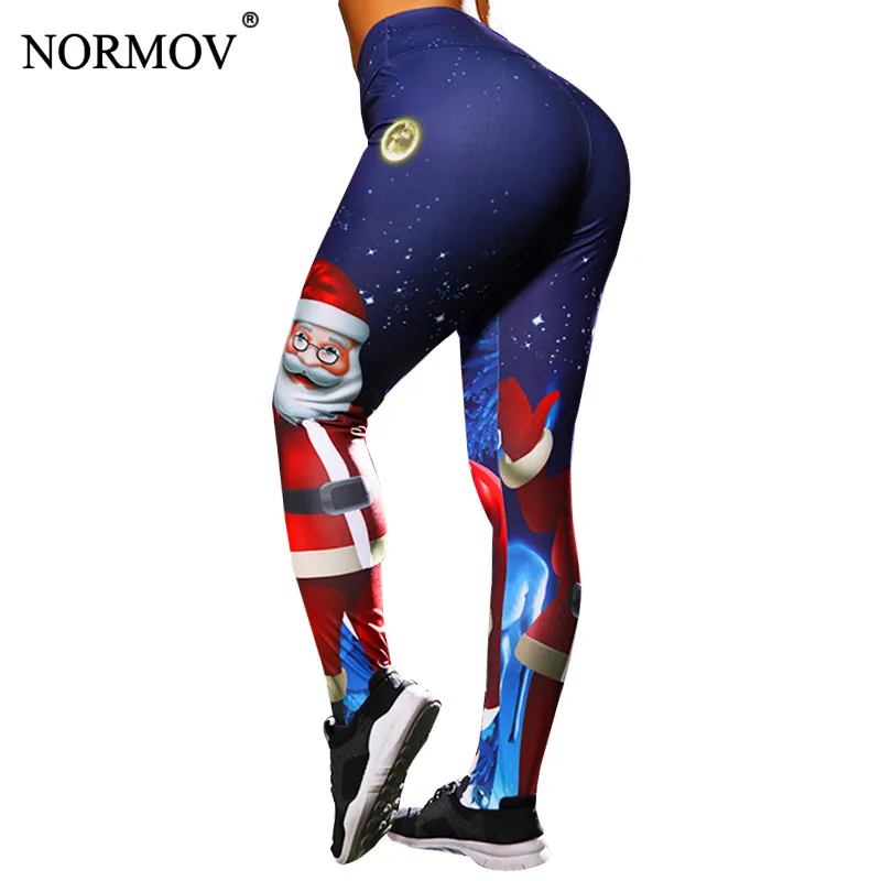 NORMOV 2018 Christmas Starlight Cute Leggings Sexy Women Santa Claus Print plus size women Leggins Fitness Festival Styles Pant | Женская