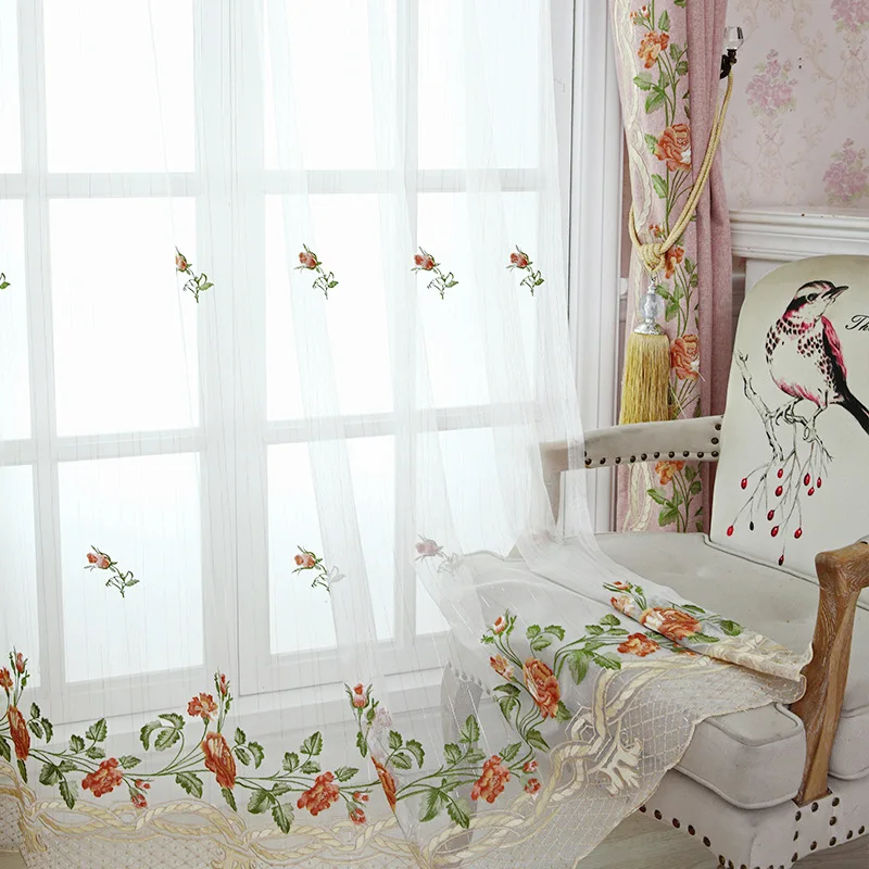 

Luxury European Embroidered Tulle Curtains Living Room Bedroom Blackout Curtains Pink Curtains Home Decor