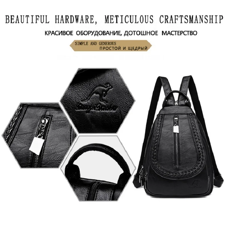 Women Leather Backpacks Classic Female Chest Bag Sac a Dos Travel Ladies Bagpack Mochilas School Bags For Trrnage Girls Preppy