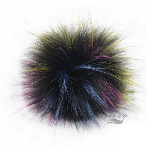 Multi Color A Мех животных Ling DIY 12 шт. искусственный мех енота 11 см пушистый помпон мяч для шляпа шапочка интимные аксессуары для женщин брелок - Цвет: Multi Color A