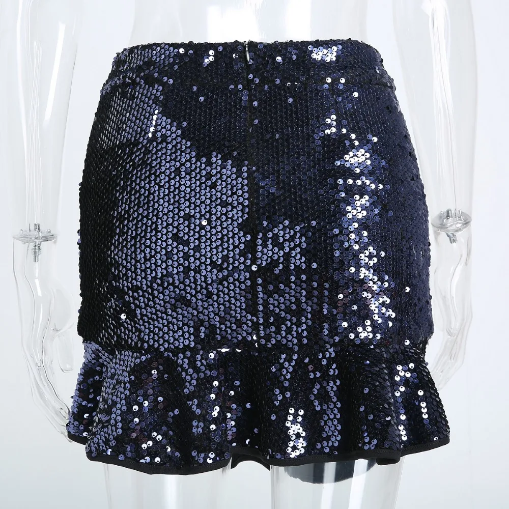 Фото Women Summer Sexy Mini Mermaid Skirt 2018 Blue Sequins Ruffles Slim Zipper Shiny Female Short Evening Party Club Skirts Женская одежда Women Summer Sexy Mini Mermaid Skirt 2018 Blue Sequins Ruffles Slim Zipper Shiny Female Short Evening Party Club Skirts Женская одежда
