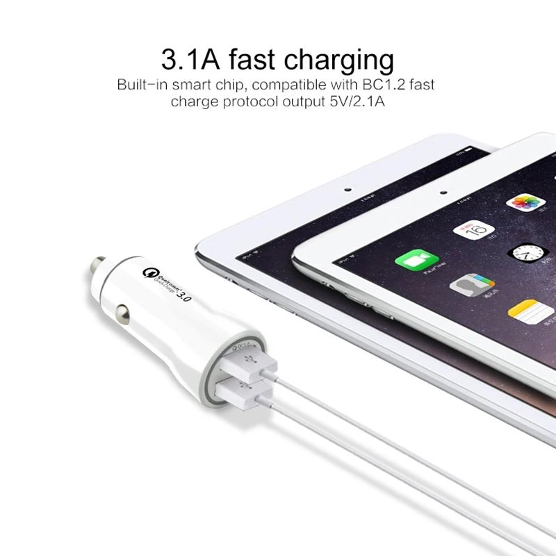 Быстрая зарядка QC 3 0 A Dua USB порт автомобильное зарядное устройство для Xiaomi Samsung iPhone